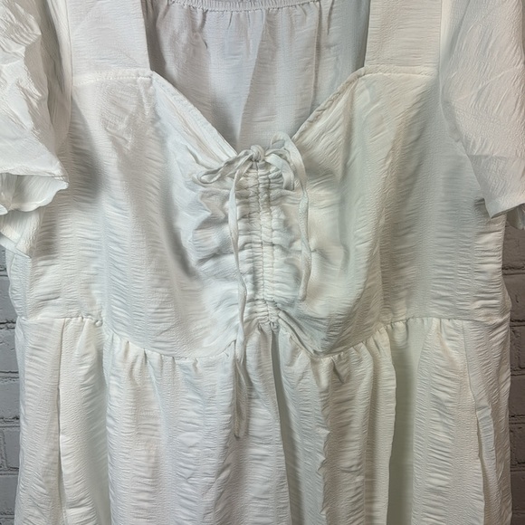 BloomChic White Drawstring Ruffle Sleeve Tiered Pocket Dress Plus Size 18/20 2X - Picture 5 of 7